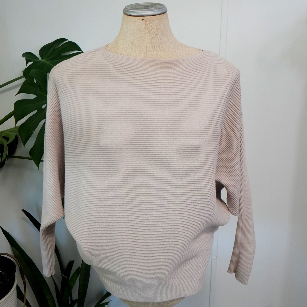Philosophy Republic Clothing Sweater Womens M Pale Pink Ribbed Batwing Dolman